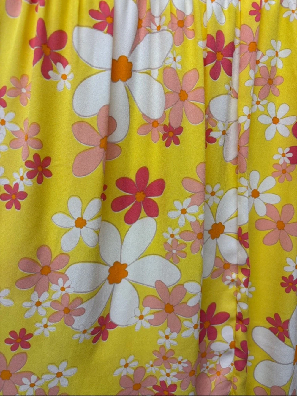 Emily Wonder Yellow Floral-Pink & White V-Neck Dress Small